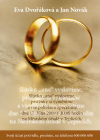 Svatební oznámení, menu, jmenovky